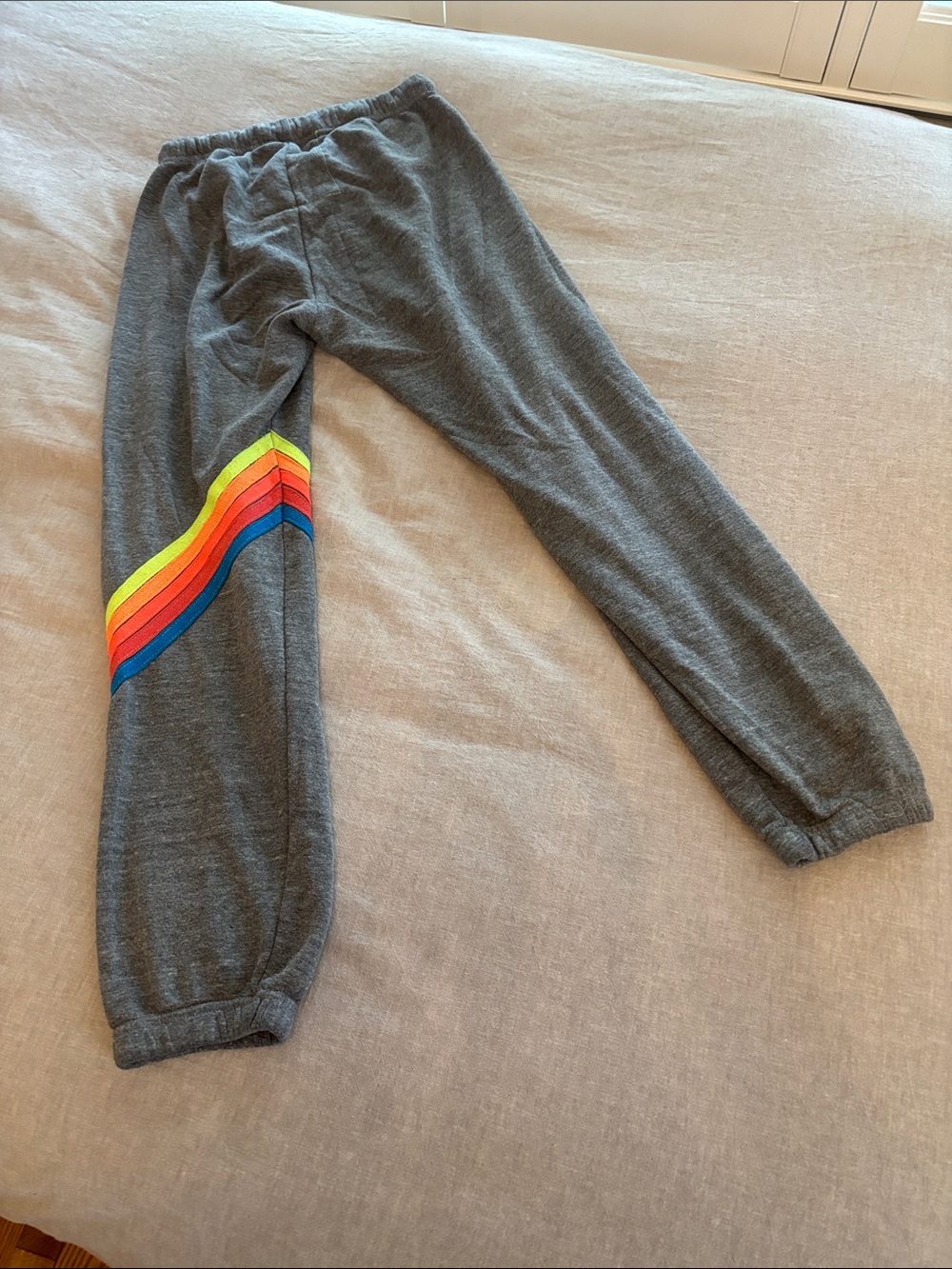 Aviator Nation Gray Joggers with Rainbow Chevron - Picture 6 of 7